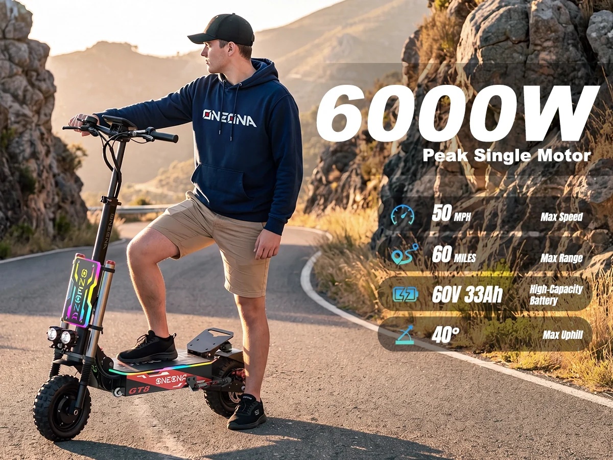 ONECNA NEW GT8PRO Adult Electr - 60V 5600W Dual Motor Electric Scooter 评论和价格