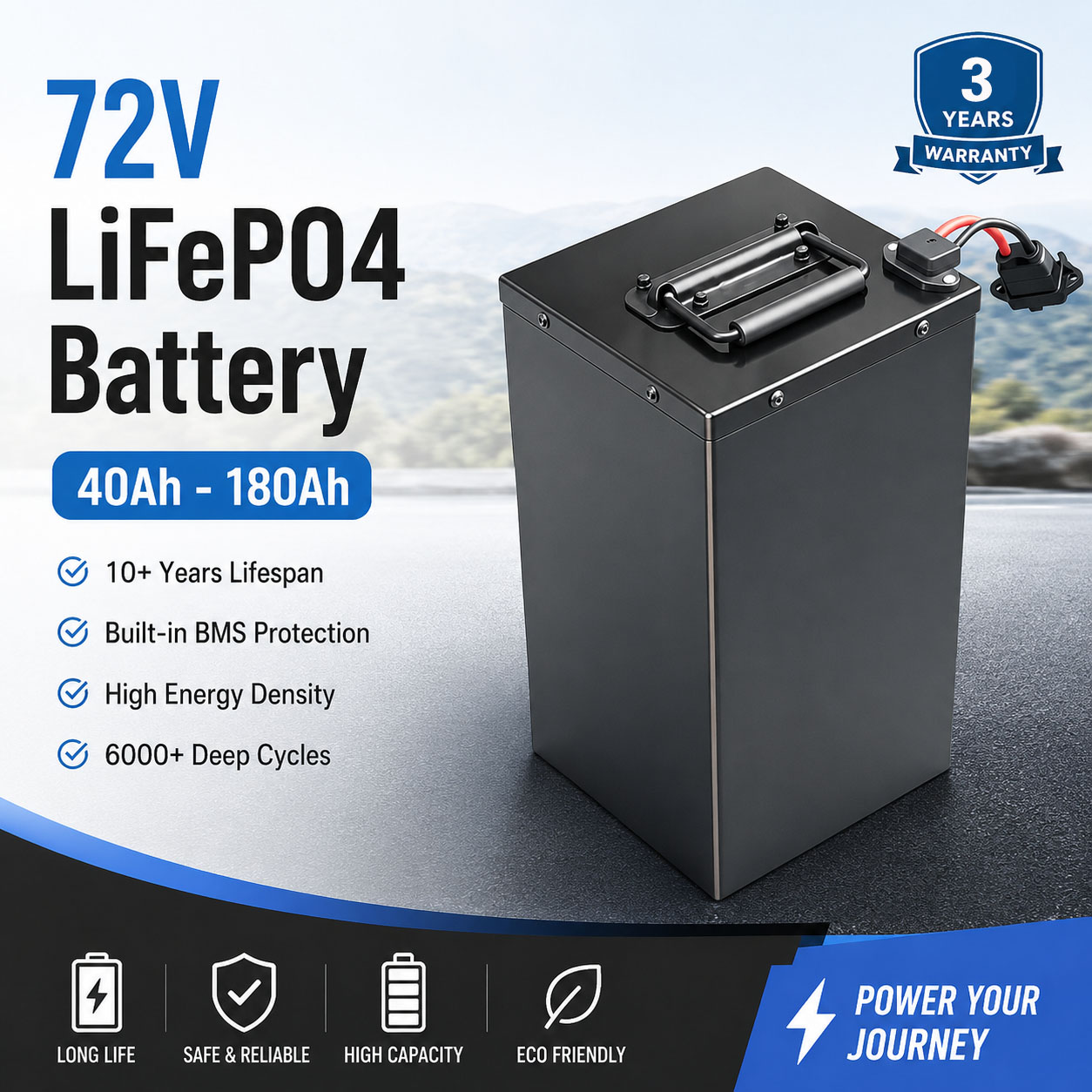 New Energy 72V 40ah 60ah 80ah  - 72V 60Ah Lifepo4 Battery Pack 评论和价格