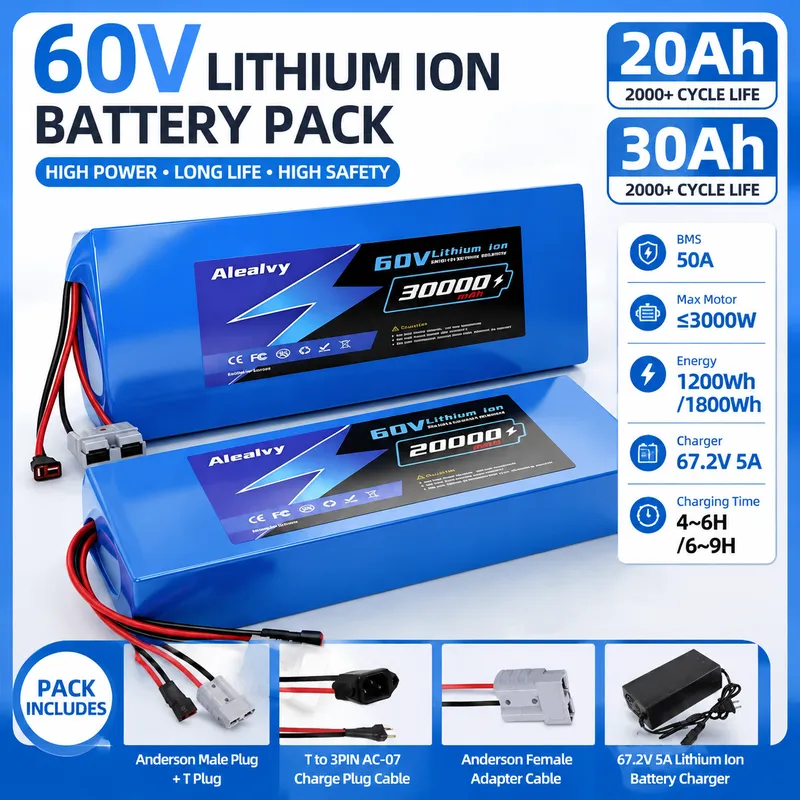 Aleaivy 60V 20AH 30AH 21700 Li - 60V 30Ah Electric Scooter Battery 评论和价格