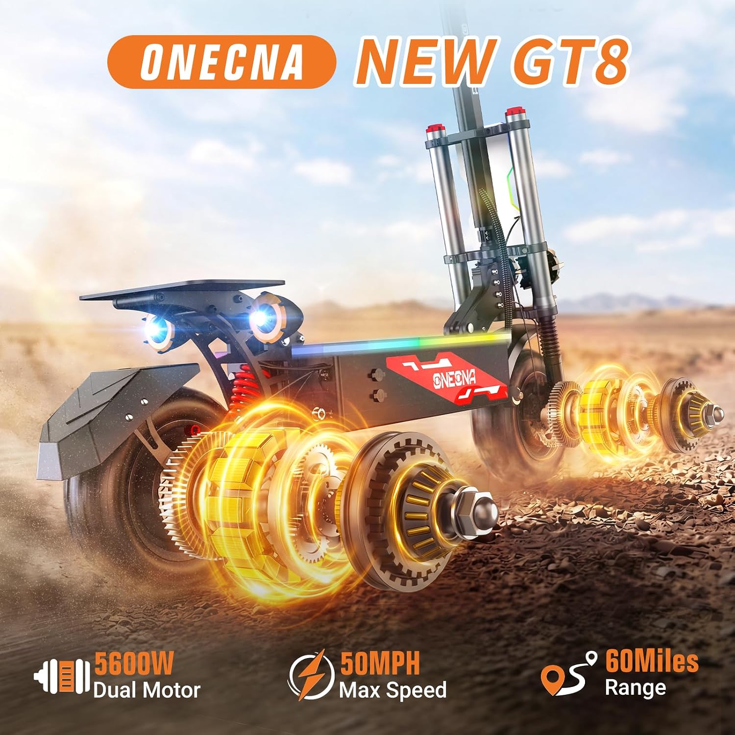 ONECNA NEW GT8PRO Adult Electr - 60V 5600W Dual Motor Electric Scooter 评论和价格